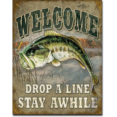 Welcome Bass Fishing Metal Sign – ManCave Goodies